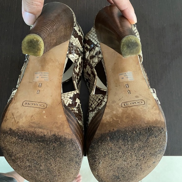 COACH TAMARA SNAKESKIN OPEN TOE SANDALS - Picture 5 of 6